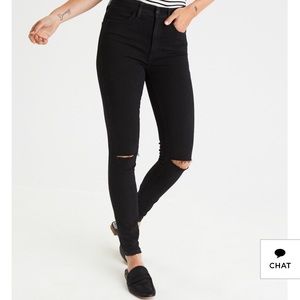 High waisted black skinny jean